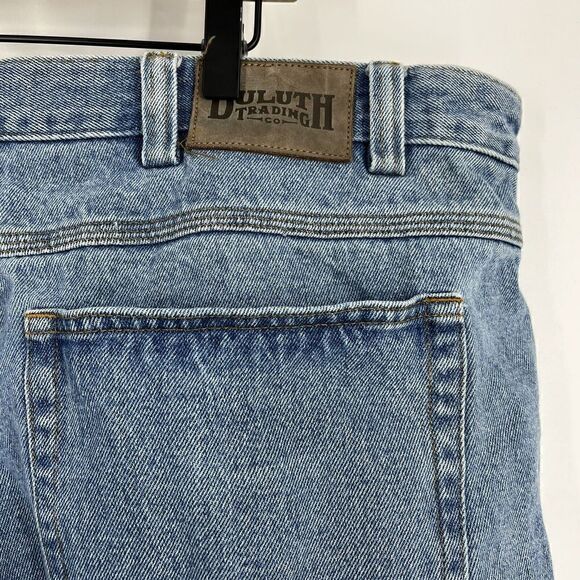 Duluth Trading Jeans Size 44x30 Mens Blue Ballroom Flex Straight Leg Medium Wash - Picture 7 of 9